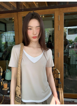 Double V-neck tee