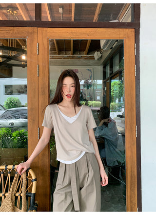 Double V-neck tee