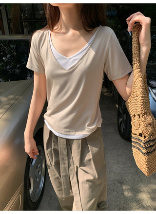 Double V-neck tee