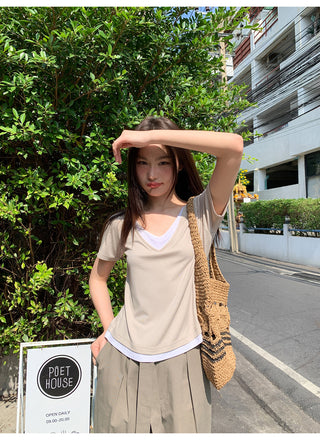 Double V-neck tee