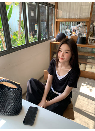 Double V-neck tee