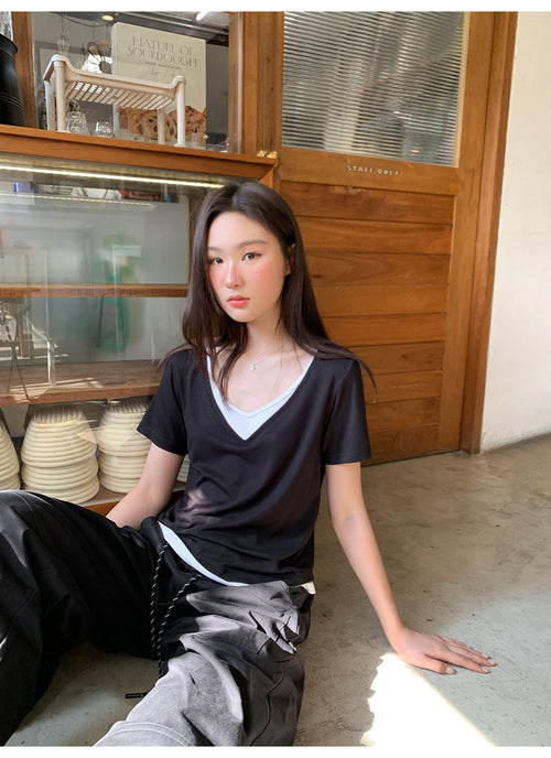 Double V-neck tee