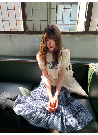 Check cake A-line skirt