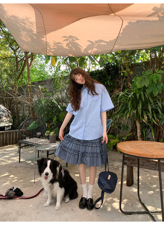 Check cake A-line skirt