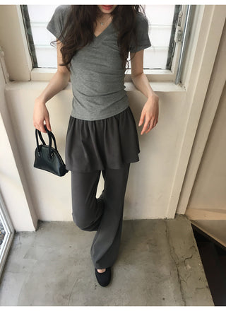 Patchwork bootcut pants