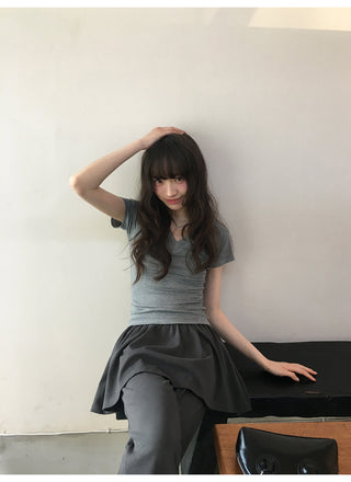 Patchwork bootcut pants