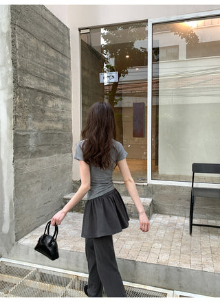 Patchwork bootcut pants