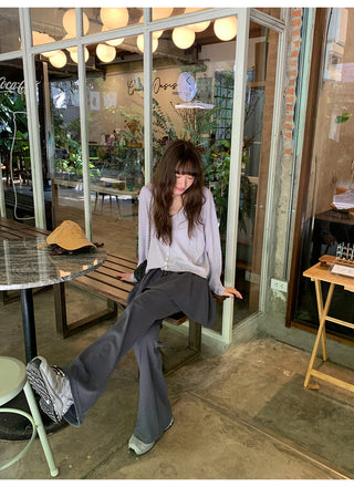 Patchwork bootcut pants