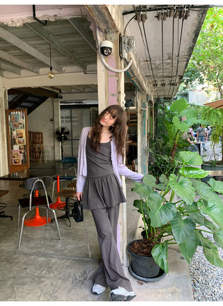 Patchwork bootcut pants