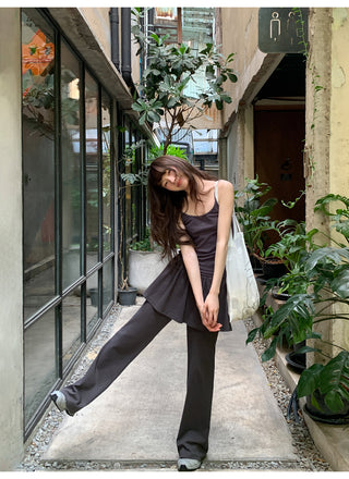 Patchwork bootcut pants