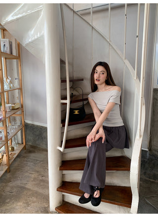 Patchwork bootcut pants