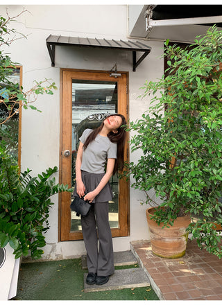 Patchwork bootcut pants