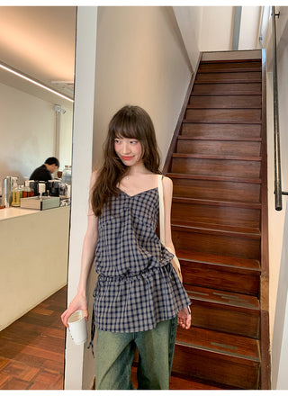 Plaid lace camisole