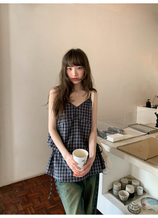Plaid lace camisole