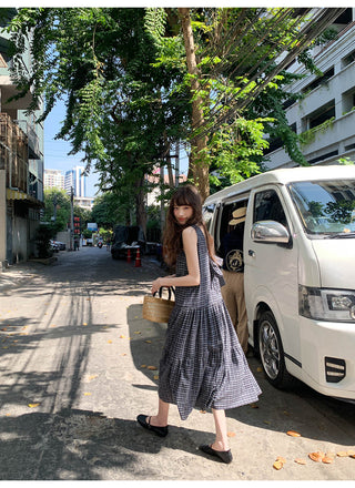 V-back plaid dress