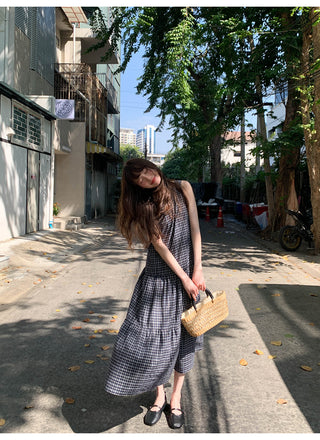 V-back plaid dress