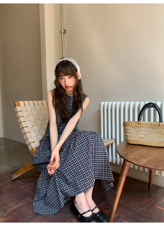 V-back plaid dress