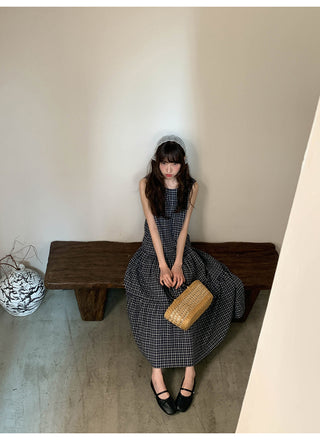 V-back plaid dress
