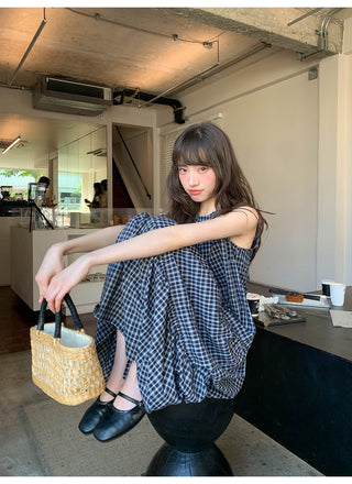V-back plaid dress