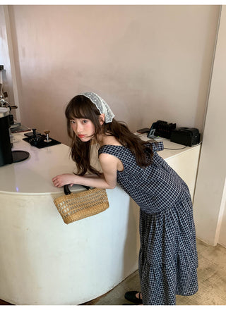 V-back plaid dress