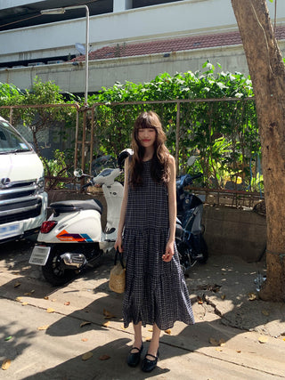V-back plaid dress