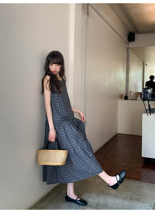 V-back plaid dress