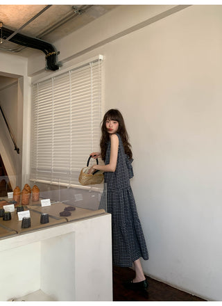 V-back plaid dress