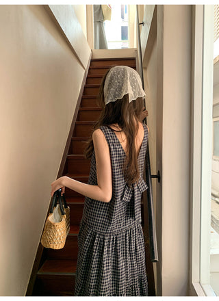 V-back plaid dress