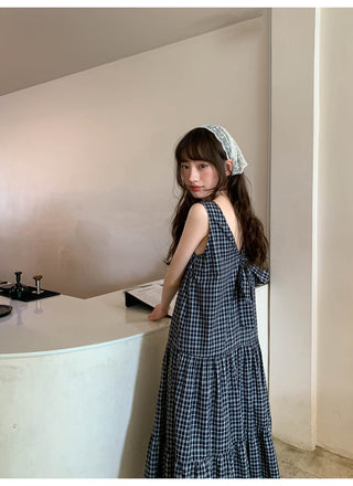 V-back plaid dress