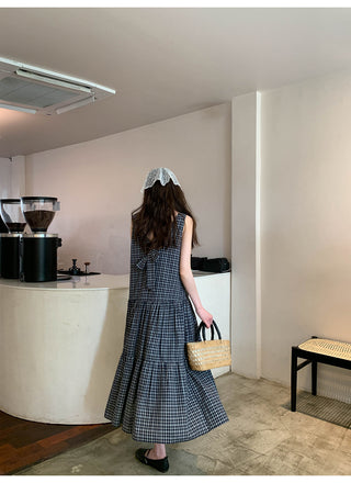V-back plaid dress
