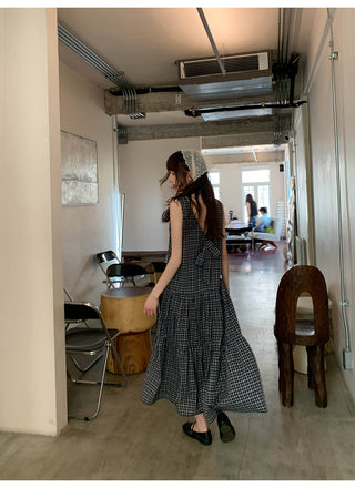 V-back plaid dress