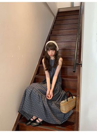 V-back plaid dress