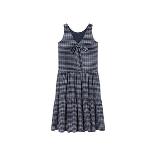 V-back plaid dress
