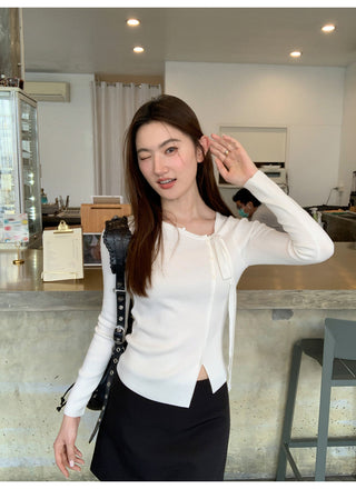 V-neck knit top