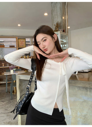 V-neck knit top