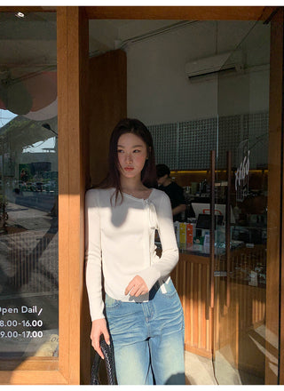 V-neck knit top