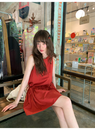 Drawstring vest dress
