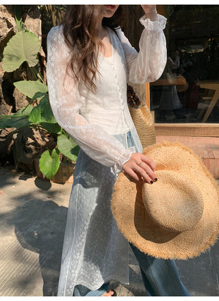 Lace embroidery cardigan