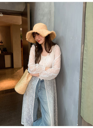 Lace embroidery cardigan