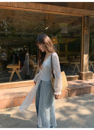 Lace embroidery cardigan