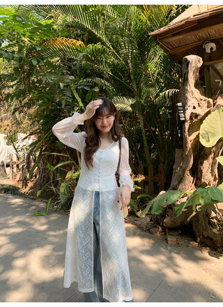 Lace embroidery cardigan