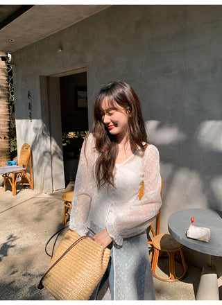 Lace embroidery cardigan