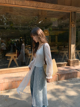 Lace embroidery cardigan