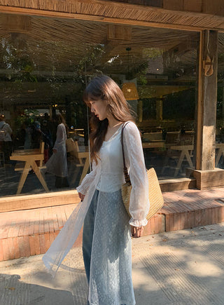 Lace embroidery cardigan