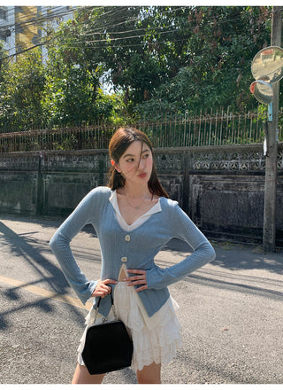 V-neck knit sweater
