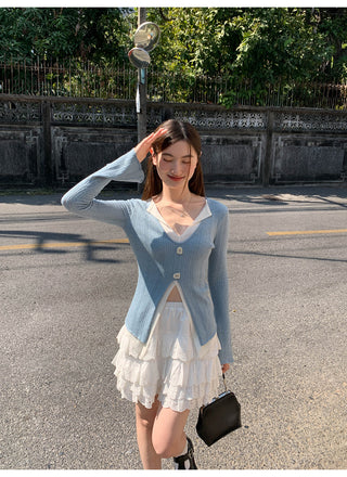V-neck knit sweater