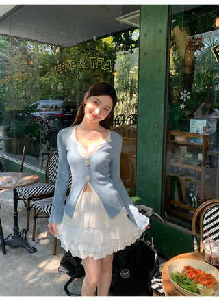 V-neck knit sweater