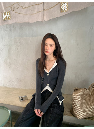 V-neck knit sweater