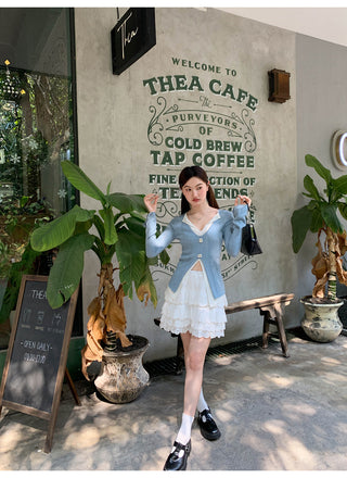 V-neck knit sweater