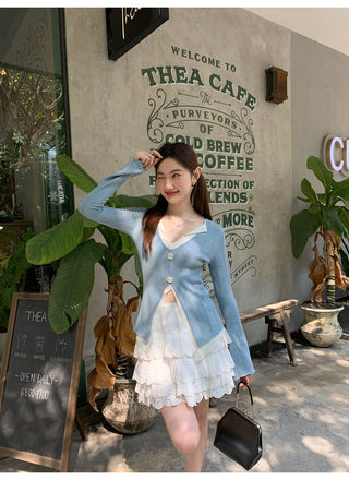 V-neck knit sweater